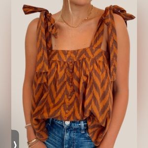 Ulla Johnson Iris Shoulder Tie Tank Top Mahogany brown size 6